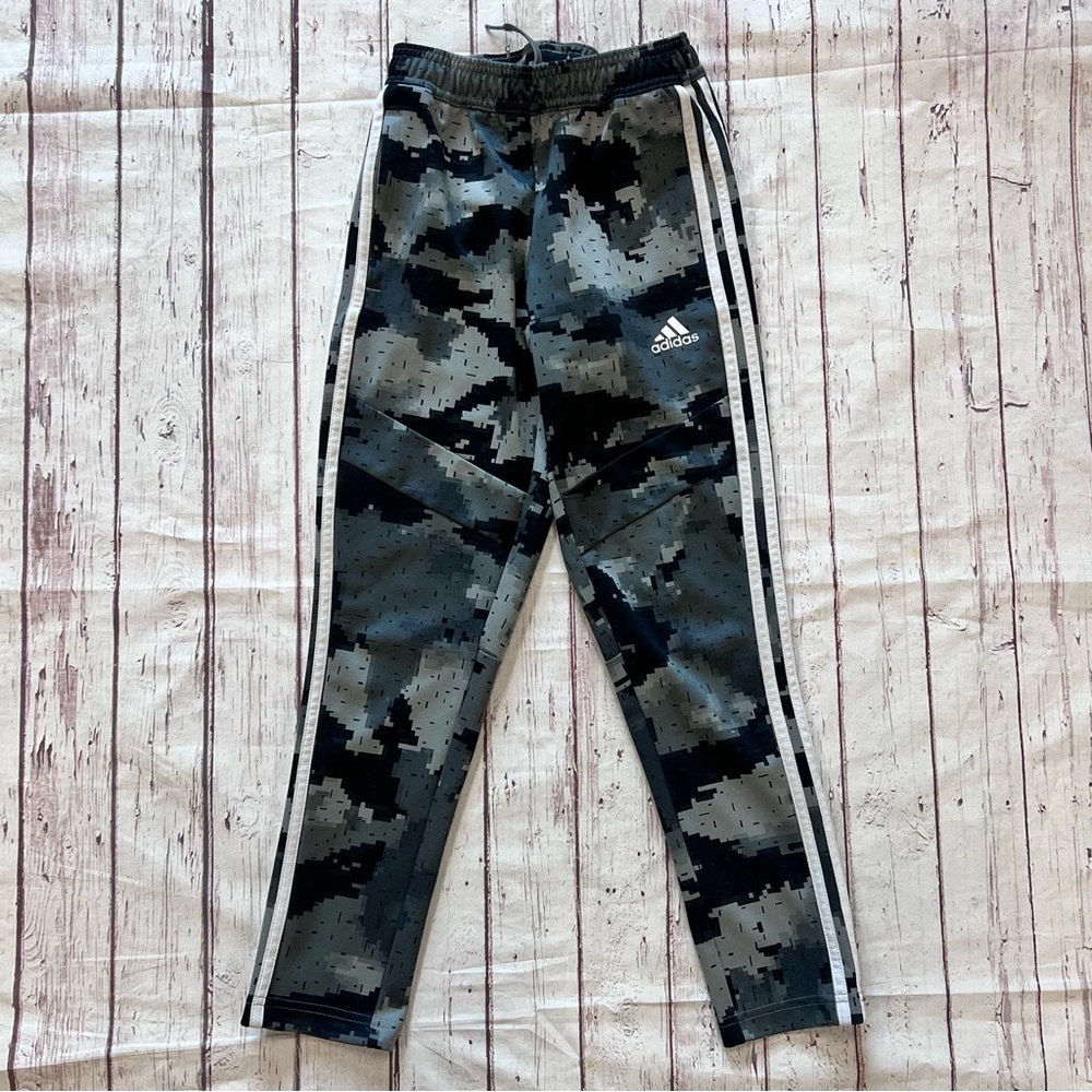 Black/ Gray Pixel Camouflage Track Pants Size Small Youth Three Stripes